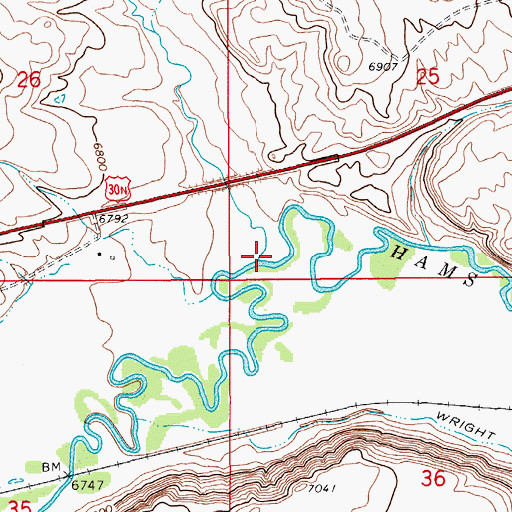 Topographic Map of Alkali Creek, WY