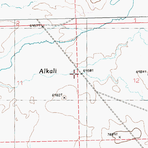 Topographic Map of Alkali Creek, WY