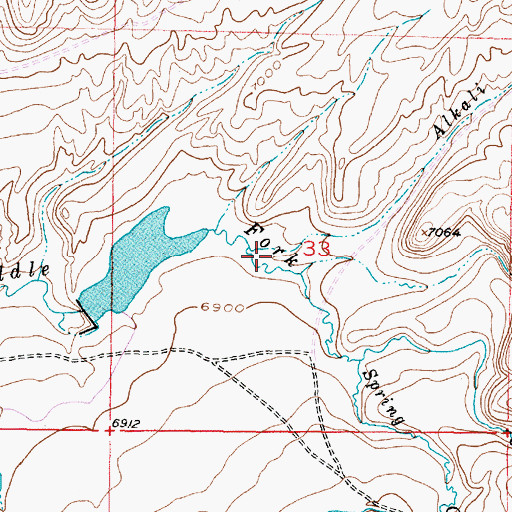 Topographic Map of Alkali Creek, WY