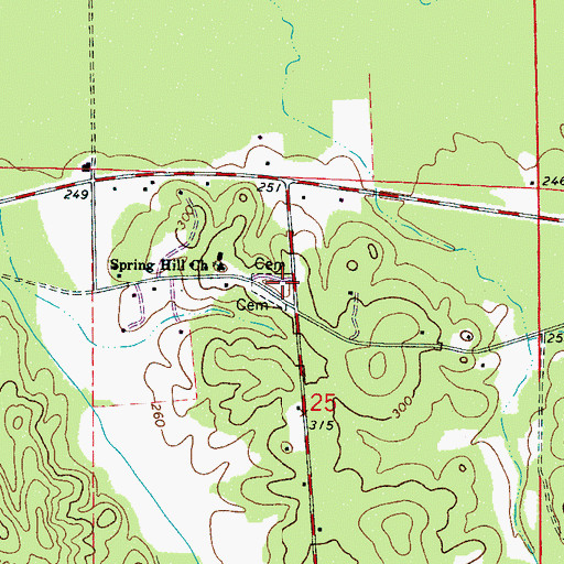 Topographic Map of Spring Hill Cemetery, AL