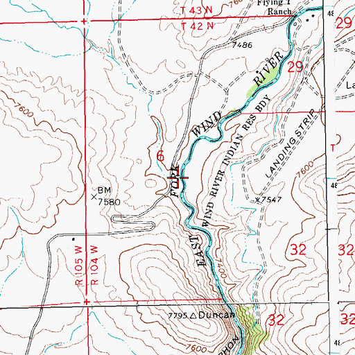 Topographic Map of Alkali Creek, WY