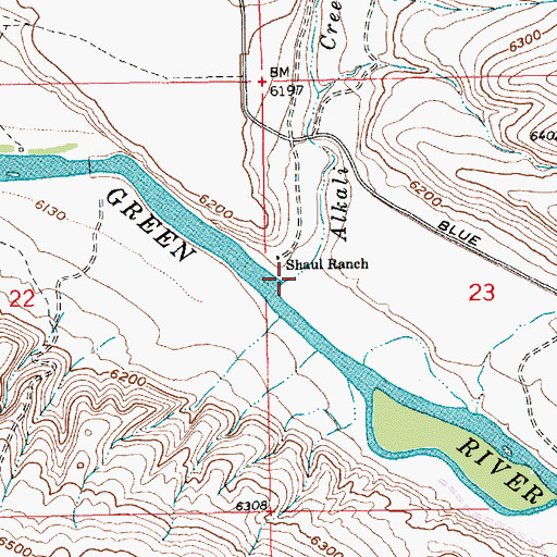 Topographic Map of Alkali Creek, WY