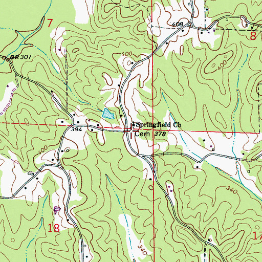 Topographic Map of Springfield Cemetery, AL