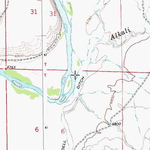 Topographic Map of Alkali Creek, WY