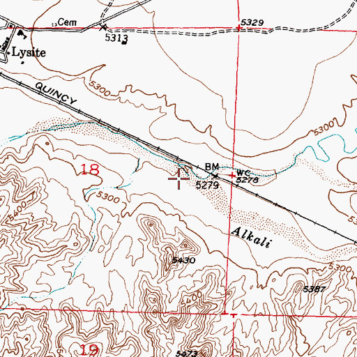 Topographic Map of Alkali Creek, WY