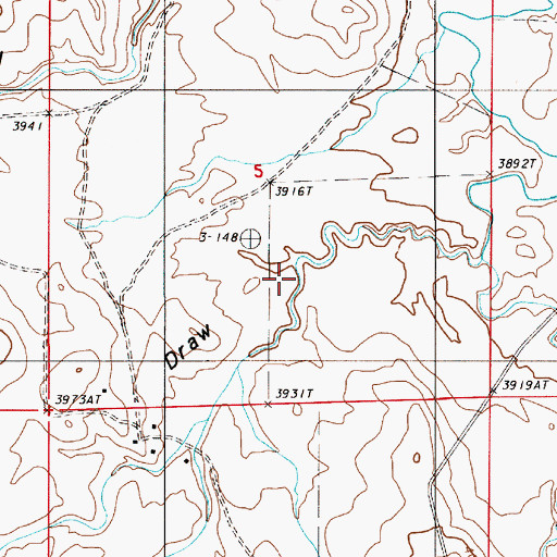 Topographic Map of Alkali Draw, WY