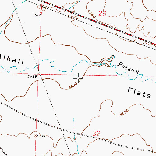 Topographic Map of Alkali Flats, WY