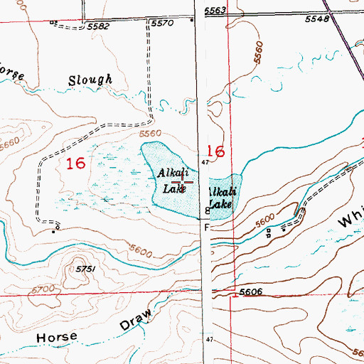 Topographic Map of Alkali Lake, WY