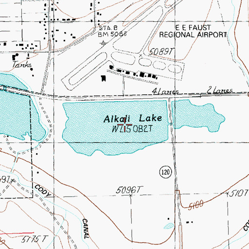 Topographic Map of Alkali Lake, WY