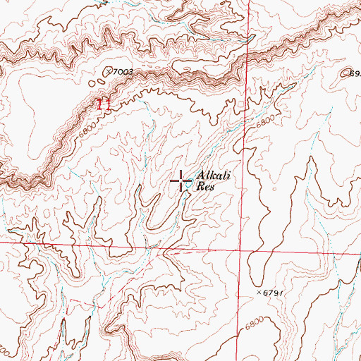 Topographic Map of Alkali Reservoir, WY