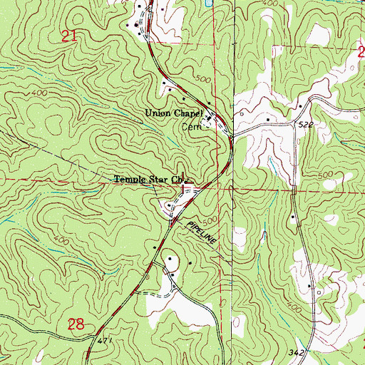 Topographic Map of Temple Star Cemetery, AL