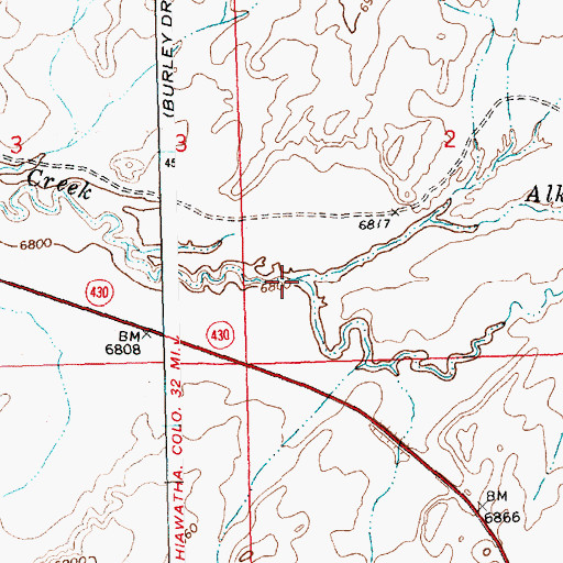 Topographic Map of Alkali Wash, WY