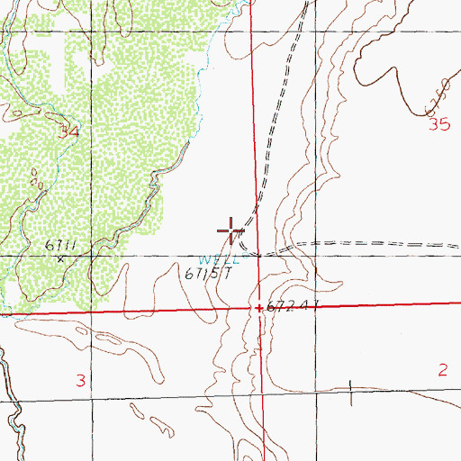 Topographic Map of Alkali Well, WY