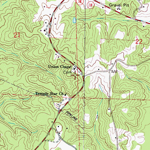 Topographic Map of Union Chapel Cemetery, AL