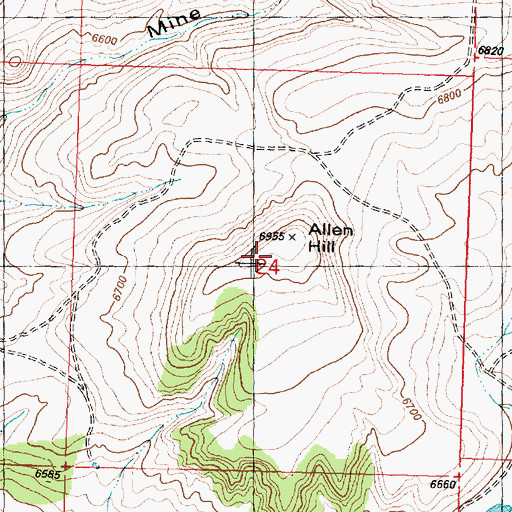 Topographic Map of Allen Hill, WY