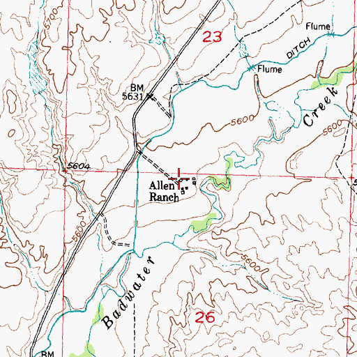 Topographic Map of Allen Ranch, WY