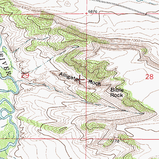Topographic Map of Alligator Rock, WY