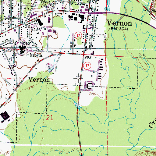 Topographic Map of Vernon Cemetery, AL