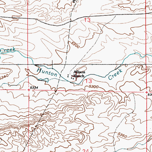 Topographic Map of Allison Ranch, WY