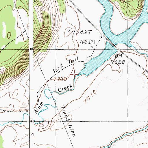 Topographic Map of Alum Creek, WY