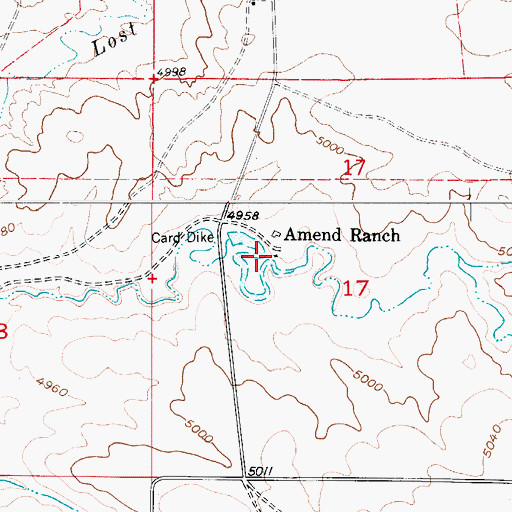 Topographic Map of Amend Ranch, WY