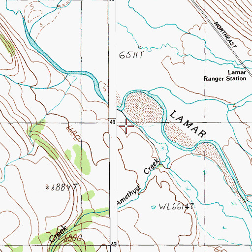Topographic Map of Amethyst Creek, WY