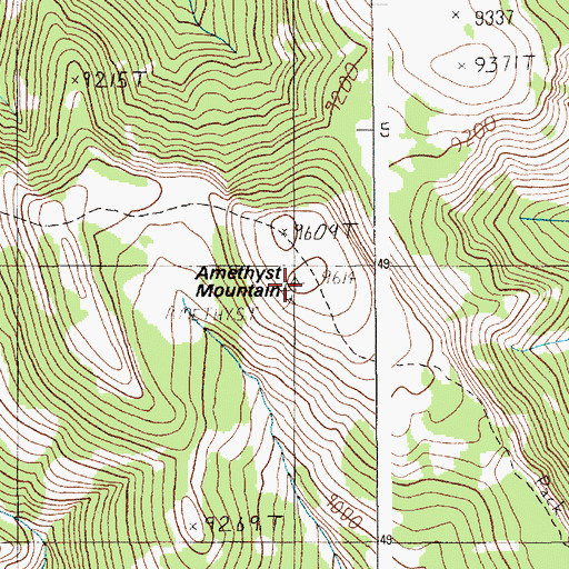 Topographic Map of Amethyst Mountain, WY