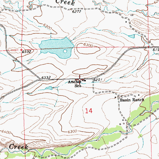 Topographic Map of Anchor School, WY