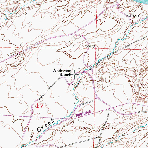 Topographic Map of Anderson Ranch, WY