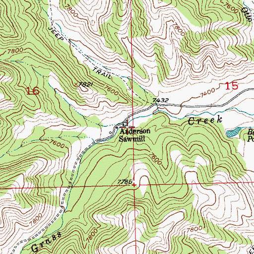 Topographic Map of Anderson Sawmill, WY
