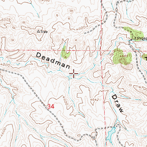 Topographic Map of Andrews Draw, WY