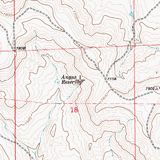 Topographic Map of Angus Reservoir, WY