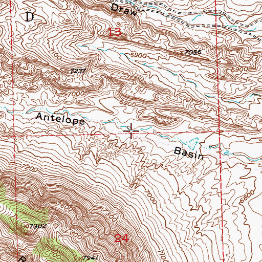 Topographic Map of Antelope Basin, WY