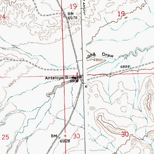 Topographic Map of Antelope Bridge, WY