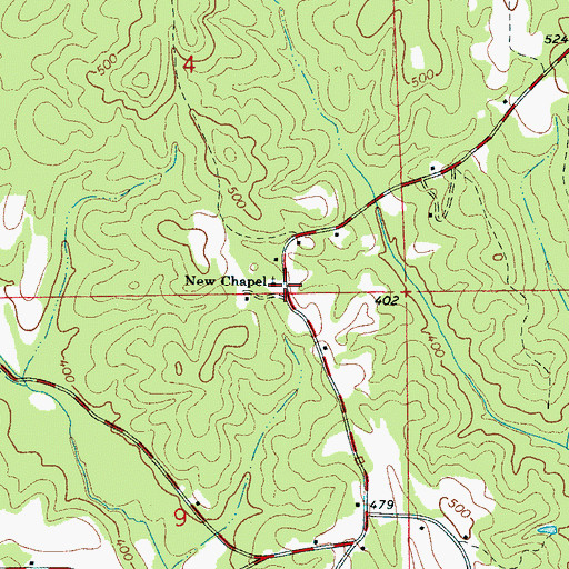 Topographic Map of New Chapel Cemetery, AL