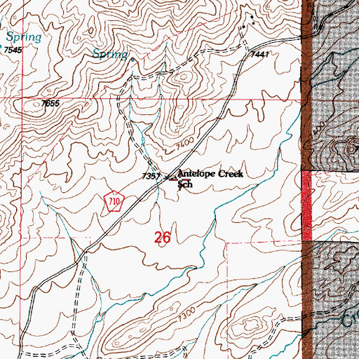 Topographic Map of Antelope Creek School, WY