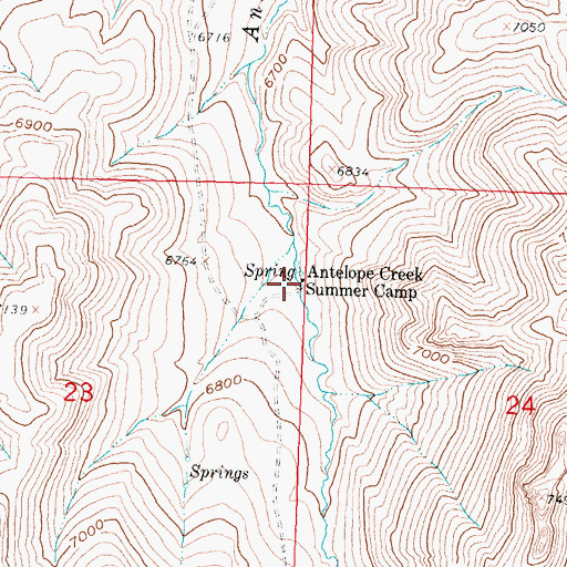 Topographic Map of Antelope Creek Summer Camp, WY