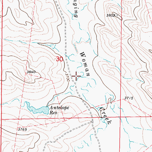 Topographic Map of Antelope Draw, WY