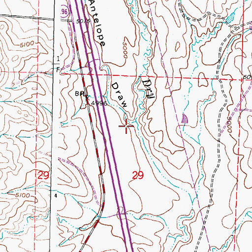 Topographic Map of Antelope Draw, WY