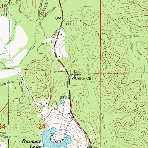 Topographic Map of Unity Grove Cemetery, AL