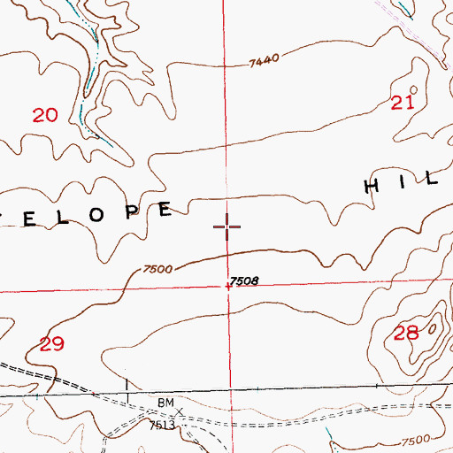 Topographic Map of Antelope Hills, WY