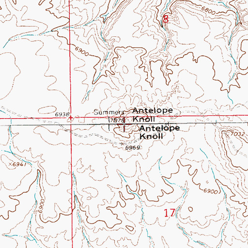 Topographic Map of Antelope Knoll, WY