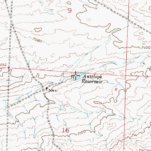 Topographic Map of Antelope Reservoir, WY