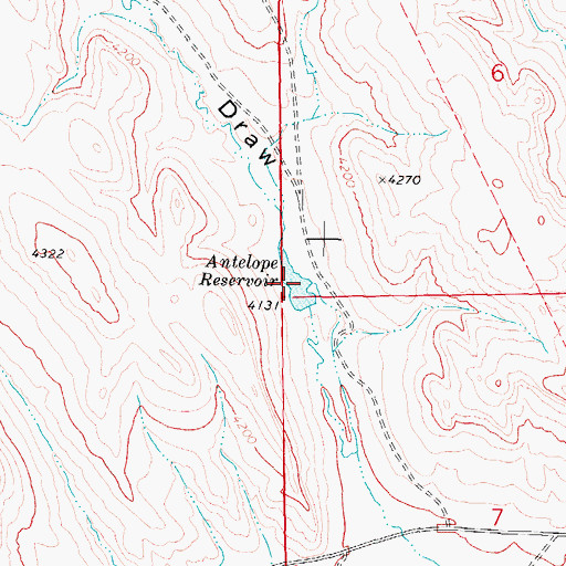 Topographic Map of Antelope Reservoir, WY