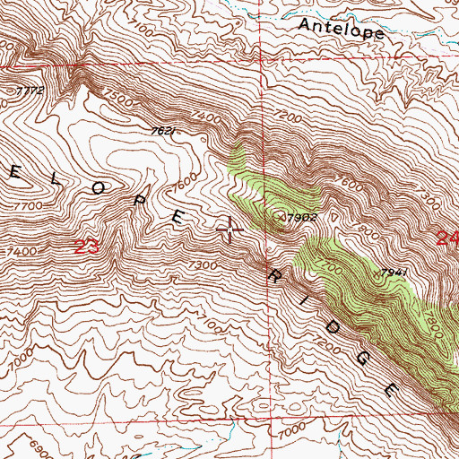 Topographic Map of Antelope Ridge, WY
