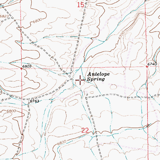 Topographic Map of Antelope Spring, WY