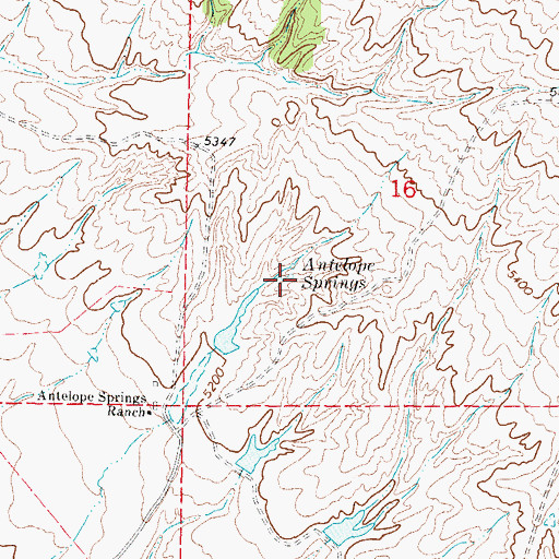 Topographic Map of Antelope Springs, WY