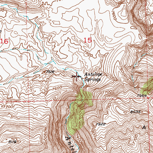 Topographic Map of Antelope Springs, WY