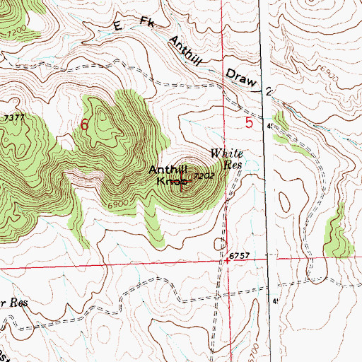 Topographic Map of Anthill Knob, WY
