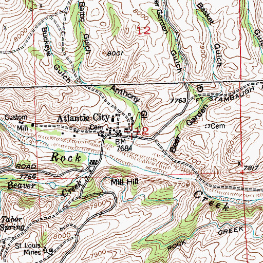 Topographic Map of Anthony Gulch, WY